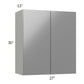 RTA Milan Grey Gloss 27" x 30" Wall Cabinet with 1 Finished Side