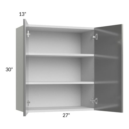 RTA Milan Grey Gloss 27" x 30" Wall Cabinet with 1 Finished Side
