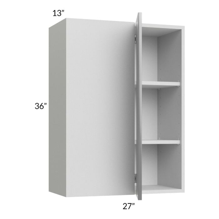 RTA Milan Grey Gloss 27" x 36" Blind Corner Wall Cabinet-Left-Hinged Door on Right with 1 Finished Side