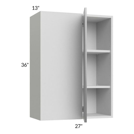 RTA Milan Grey Gloss 27" x 36" Blind Corner Wall Cabinet-Right-Hinged Door on Left with 2 Finished Sides