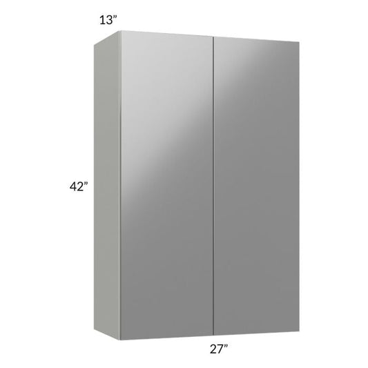 RTA Milan Grey Gloss 27" x 42" Wall Cabinet with 1 Finished Side