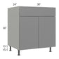 RTA Milan Grey Gloss 30" Base Cabinet with 1 Finished Side and 1 Roll Out Tray