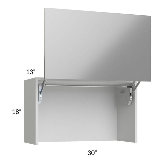 RTA Milan Grey Gloss 30" Countertop Wall Appliance Cabinet with 1 Finished Side