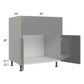 RTA Milan Grey Gloss 30" Farm Sink Base Cabinet with 1 Finished Side