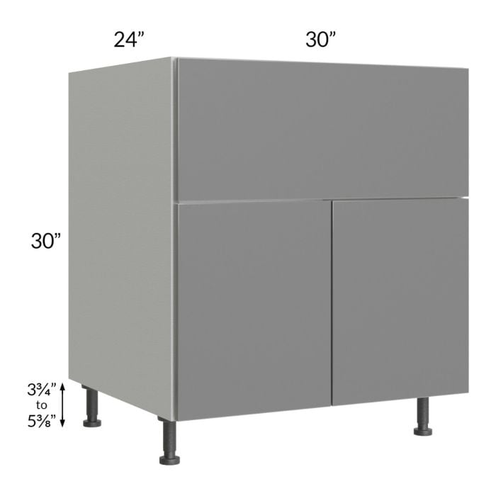 RTA Milan Grey Gloss 30" Farm Sink Base Cabinet with 2 Finished Sides