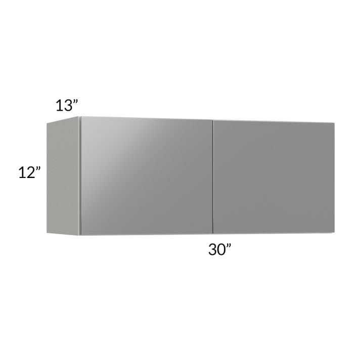 RTA Milan Grey Gloss 30" x 12" Wall Cabinet with 1 Finished Side