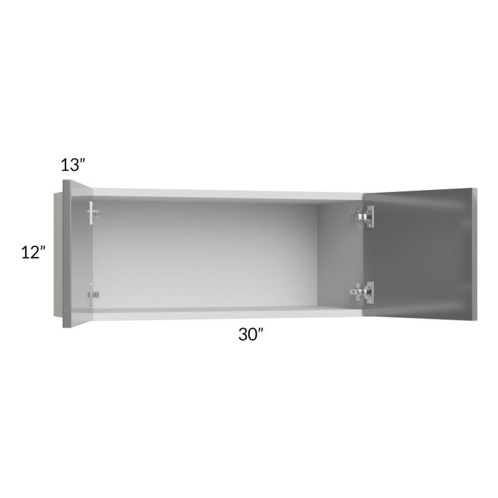 RTA Milan Grey Gloss 30" x 12" Wall Cabinet with 1 Finished Side