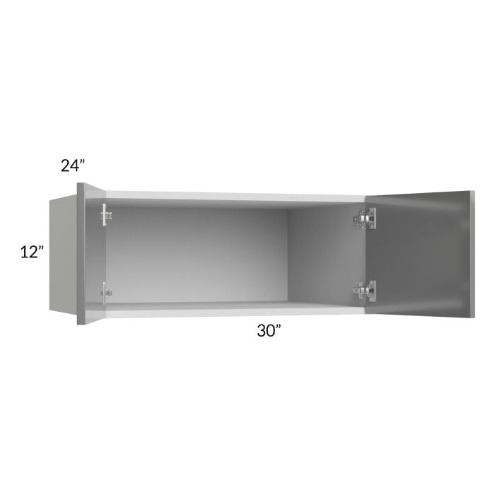 RTA Milan Grey Gloss 30" x 12" x 24" Wall Cabinet with 1 Finished Side