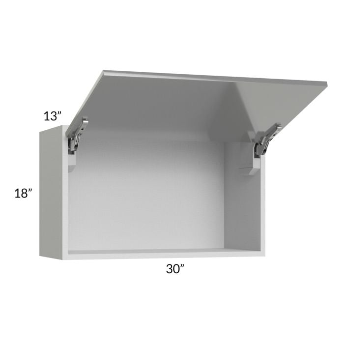 RTA Milan Grey Gloss 30" x 18" Lift-Up Door Wall Cabinet