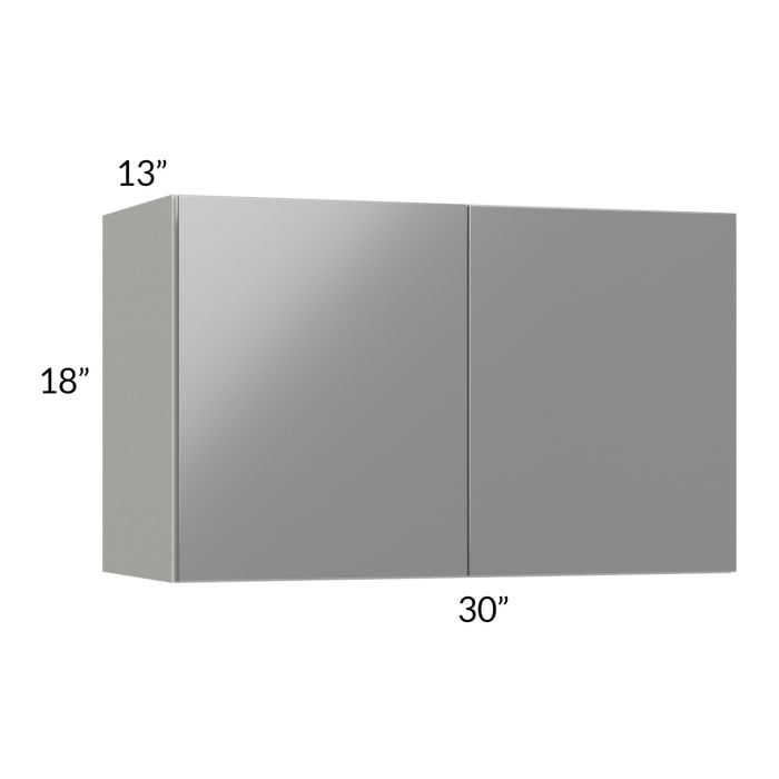 RTA Milan Grey Gloss 30" x 18" Wall Cabinet with 1 Finished Side