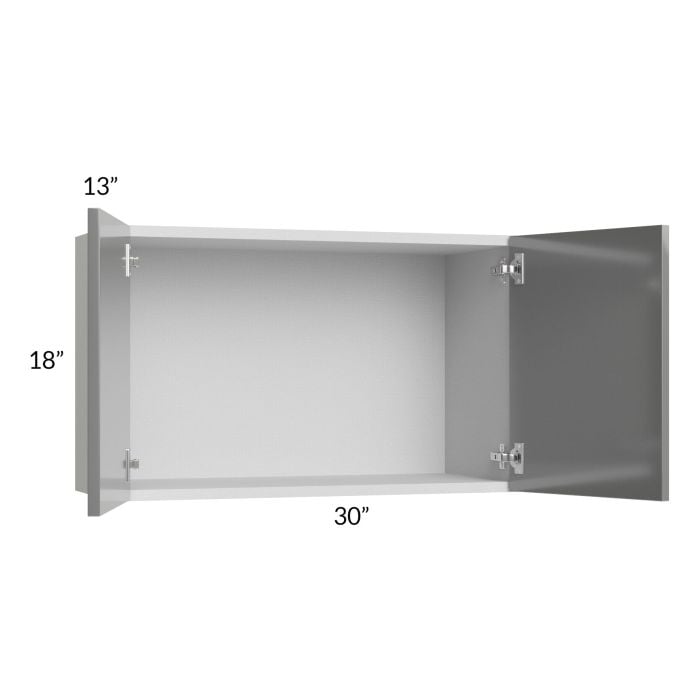 RTA Milan Grey Gloss 30" x 18" Wall Cabinet with 2 Finished Sides