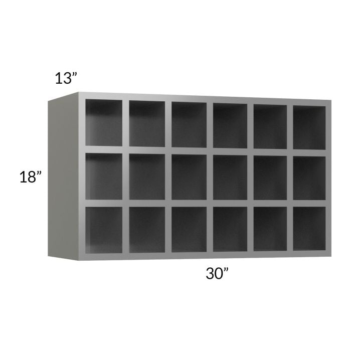 RTA Milan Grey Gloss 30" x 18" Wine Rack Cabinet with 1 Finished Side