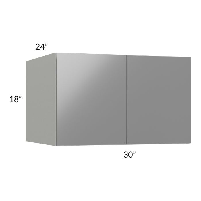 RTA Milan Grey Gloss 30" x 18" x 24" Wall Cabinet with 1 Finished Side