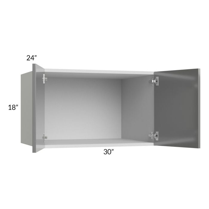 RTA Milan Grey Gloss 30" x 18" x 24" Wall Cabinet with 2 Finished Sides