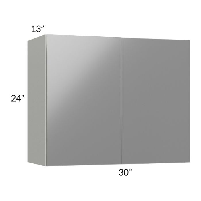 RTA Milan Grey Gloss 30" x 24" Wall Cabinet with 1 Finished Side
