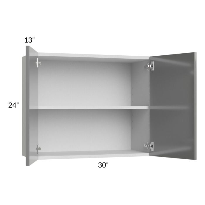 RTA Milan Grey Gloss 30" x 24" Wall Cabinet with 1 Finished Side