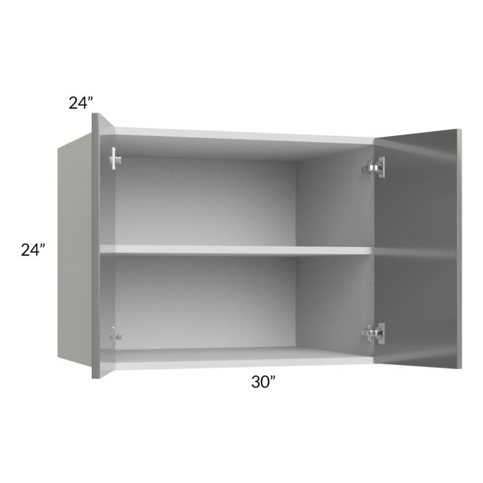 RTA Milan Grey Gloss 30" x 24" x 24" Wall Cabinet with 2 Finished Sides