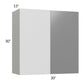 RTA Milan Grey Gloss 30" x 30" Blind Corner Wall Cabinet-Left-Hinged Door on Right