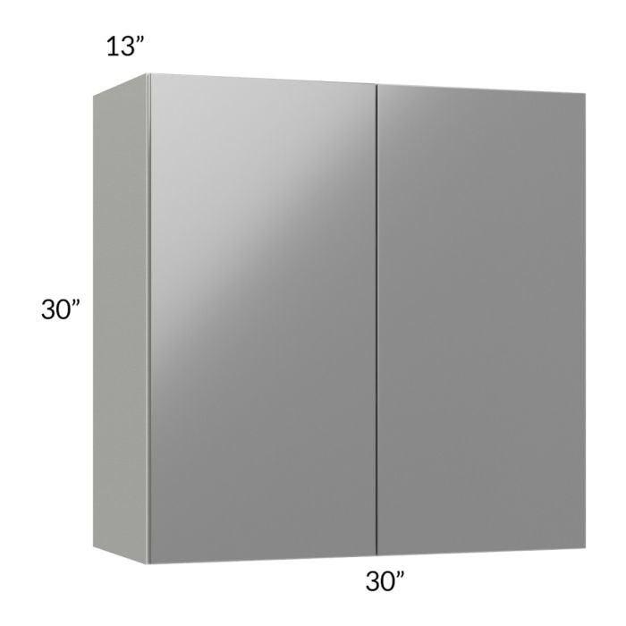RTA Milan Grey Gloss 30" x 30" Wall Cabinet with 1 Finished Side