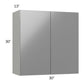 RTA Milan Grey Gloss 30" x 30" Wall Cabinet with 2 Finished Sides