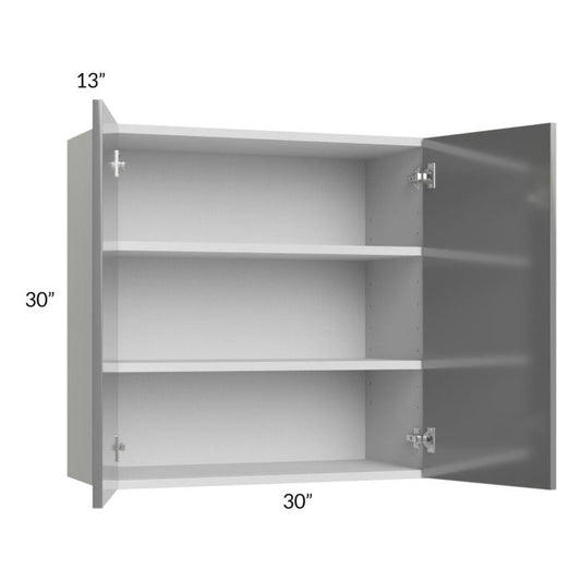 RTA Milan Grey Gloss 30" x 30" Wall Cabinet with 2 Finished Sides