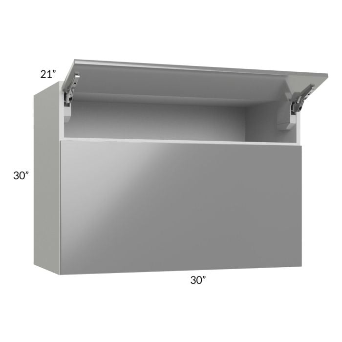 RTA Milan Grey Gloss 30" x 30" x 21" Microwave Wall Cabinet