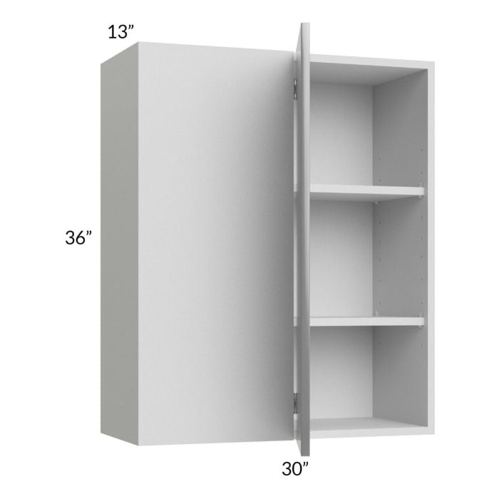 RTA Milan Grey Gloss 30" x 36" Blind Corner Wall Cabinet-Left-Hinged Door on Right with 2 Finished Sides