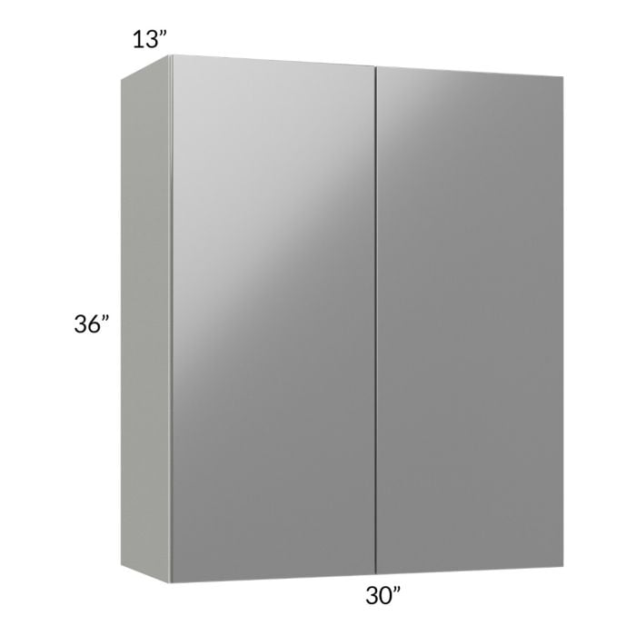 RTA Milan Grey Gloss 30" x 36" Wall Cabinet with 2 Finished Sides