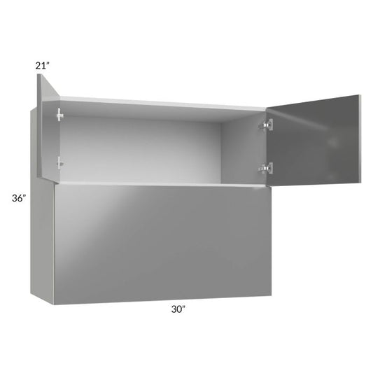 RTA Milan Grey Gloss 30" x 36" x 21" Microwave Wall Cabinet
