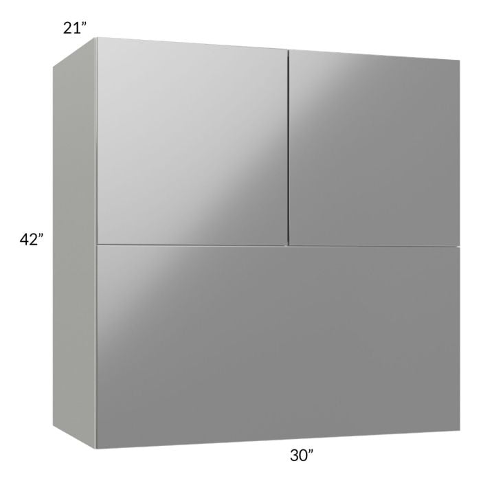 RTA Milan Grey Gloss 30" x 42" x 21" Microwave Wall Cabinet with 2 Finished Sides