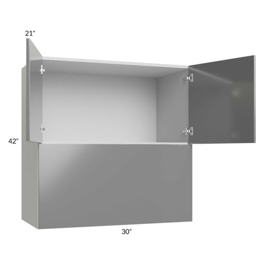 RTA Milan Grey Gloss 30" x 42" x 21" Microwave Wall Cabinet