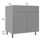 RTA Milan Grey Gloss 33" Base Cabinet with 1 Roll Out Tray