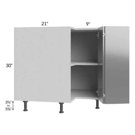 RTA Milan Grey Gloss 33" Easy Reach Corner Cabinet-Left Hinged with 2 Finished Sides