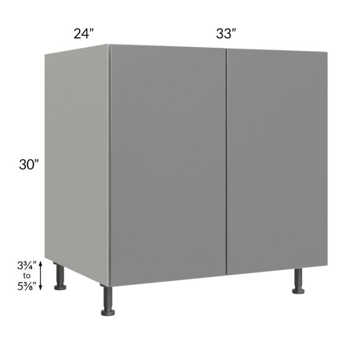 RTA Milan Grey Gloss 33" Full Height Door Base Cabinet with 2 Roll Out Trays