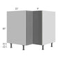 RTA Milan Grey Gloss 33" Lazy Susan Base Cabinet-Left Hinged with 2 Finished Sides