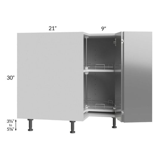 RTA Milan Grey Gloss 33" Lazy Susan Base Cabinet-Left Hinged with 2 Finished Sides