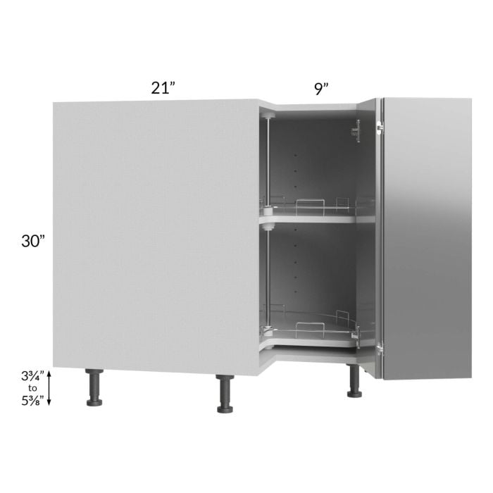 RTA Milan Grey Gloss 33" Lazy Susan Base Cabinet-Left Hinged