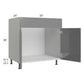 RTA Milan Grey Gloss 33" Sink Base Cabinet with 1 Finished Side and Sink Tilt-Out