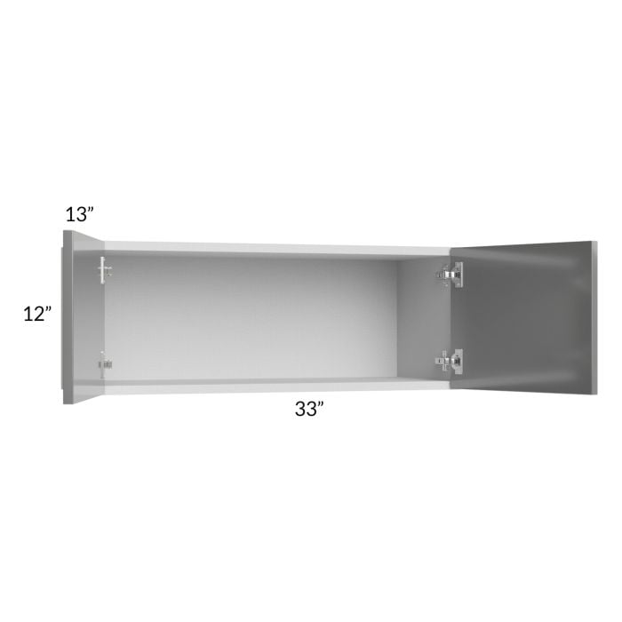 RTA Milan Grey Gloss 33" x 12" Wall Cabinet with 2 Finished Sides