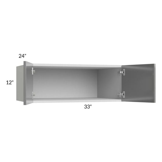 RTA Milan Grey Gloss 33" x 12" x 24" Wall Cabinet with 1 Finished Side