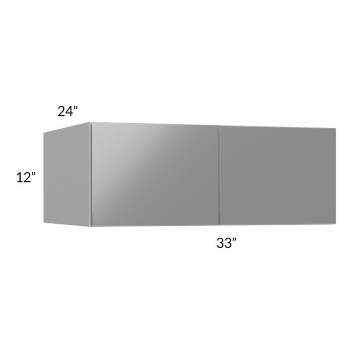 RTA Milan Grey Gloss 33" x 12" x 24" Wall Cabinet with 2 Finished Sides
