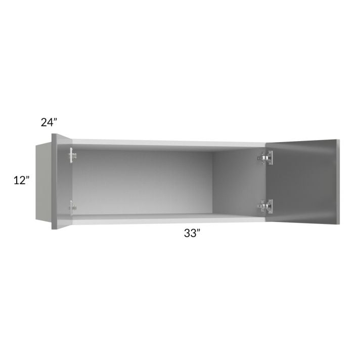 RTA Milan Grey Gloss 33" x 12" x 24" Wall Cabinet with 2 Finished Sides