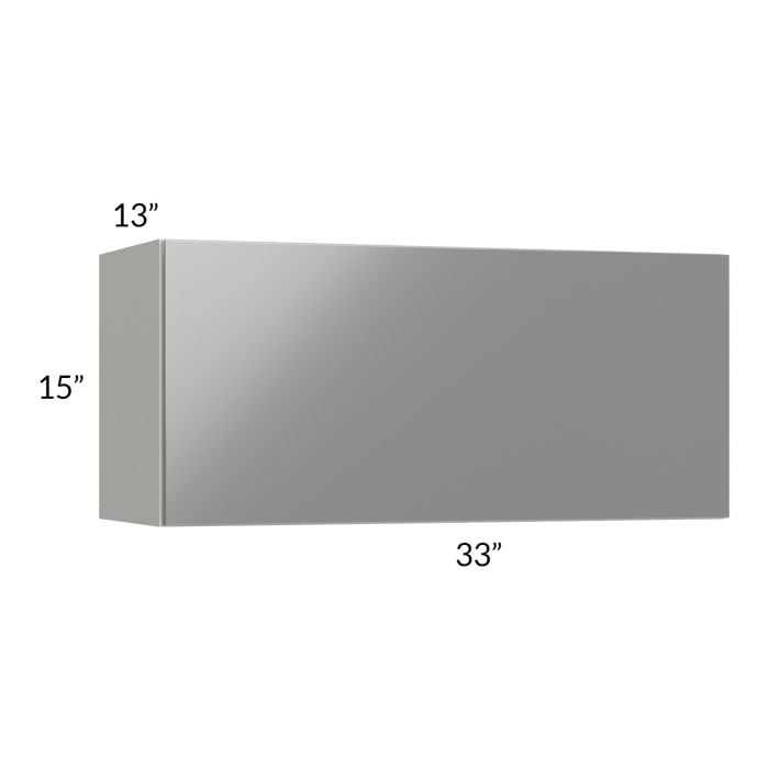 RTA Milan Grey Gloss 33" x 15" Lift-Up Door Wall Cabinet with 1 Finished Side