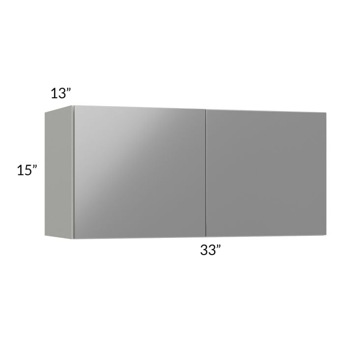 RTA Milan Grey Gloss 33" x 15" Wall Cabinet with 1 Finished Side