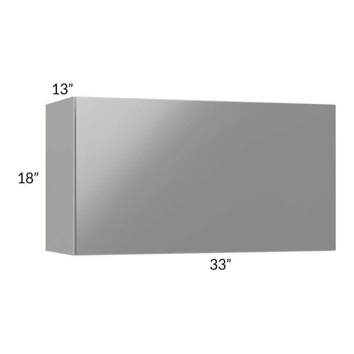 RTA Milan Grey Gloss 33" x 18" Lift-Up Door Wall Cabinet with 2 Finished Sides