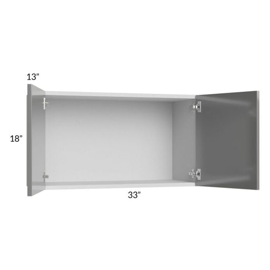 RTA Milan Grey Gloss 33" x 18" Wall Cabinet with 1 Finished Side