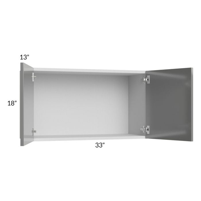 RTA Milan Grey Gloss 33" x 18" Wall Cabinet with 2 Finished Sides