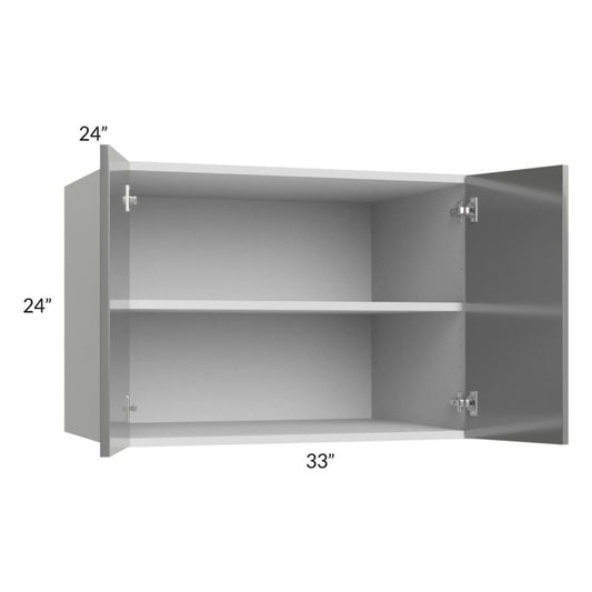 RTA Milan Grey Gloss 33" x 24" x 24" Wall Cabinet with 2 Finished Sides