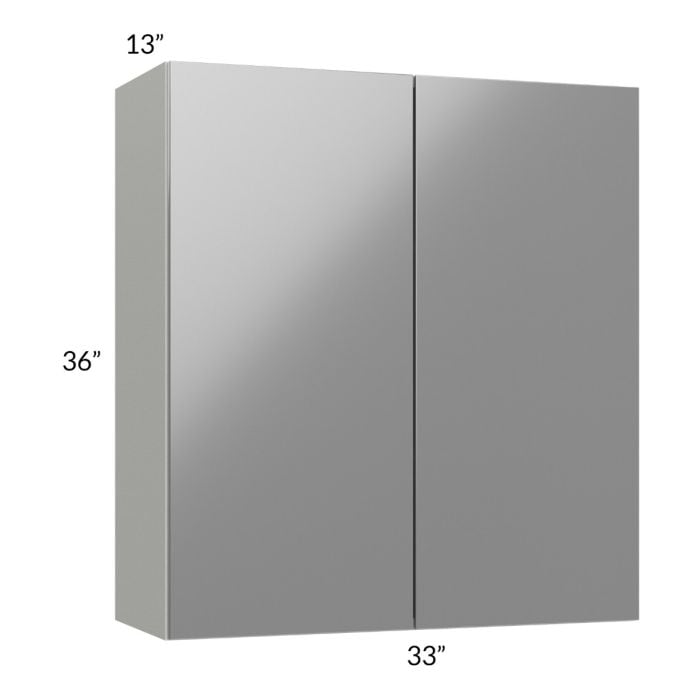 RTA Milan Grey Gloss 33" x 36" Wall Cabinet with 1 Finished Side