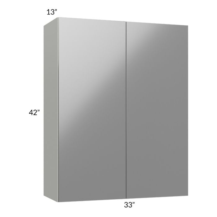 RTA Milan Grey Gloss 33" x 42" Wall Cabinet with 1 Finished Side